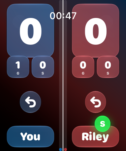 Flick score controls on Apple Watch
